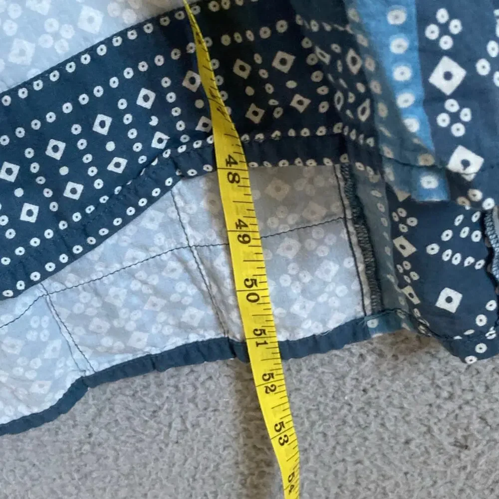 Emerson Fry Maxi Dress Caftan One Size Geometric Oversized Blue Boho Hippie - Picture 13 of 16